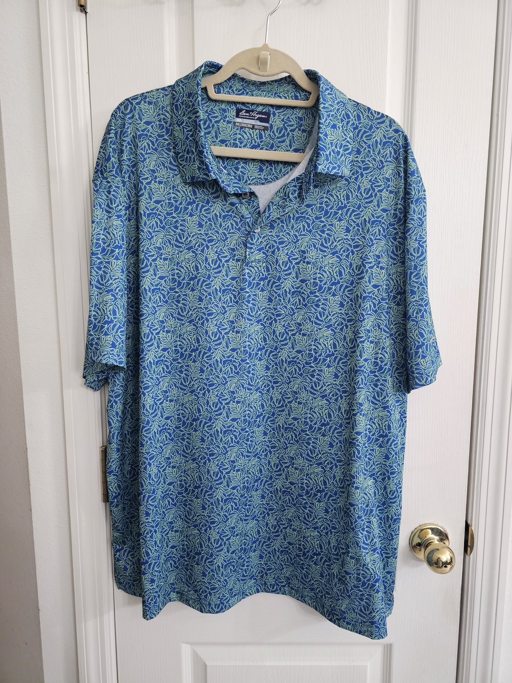 Ben Hogan Blue Floral Short-Sleeve Polo Shirt Size 2XL